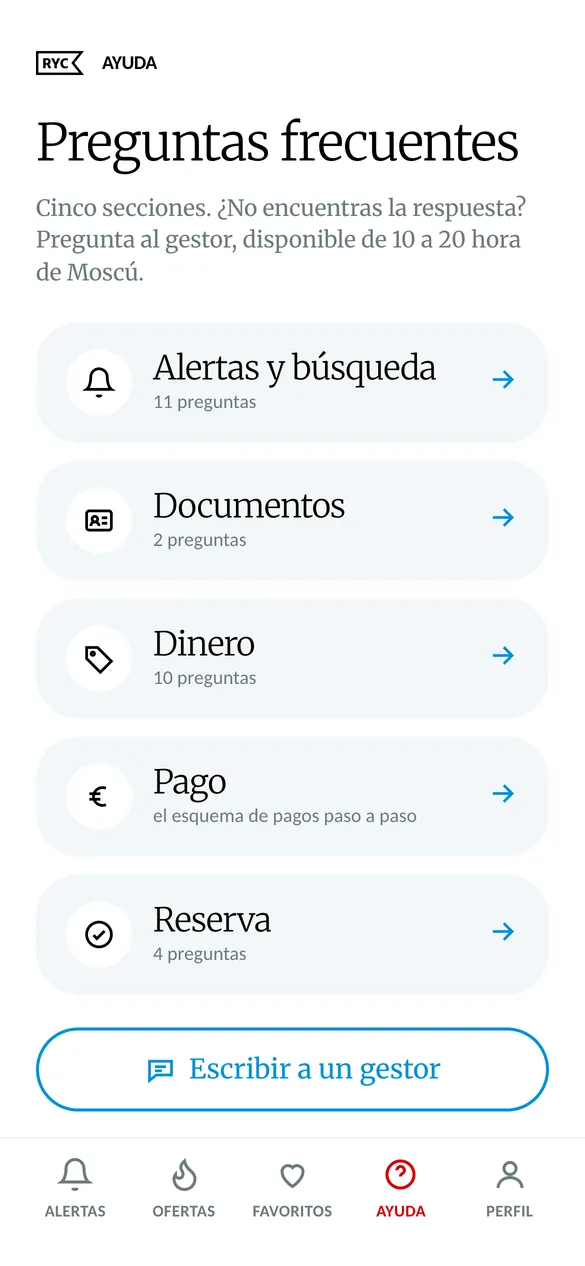 Ayuda y chat con el gestor en Telegram