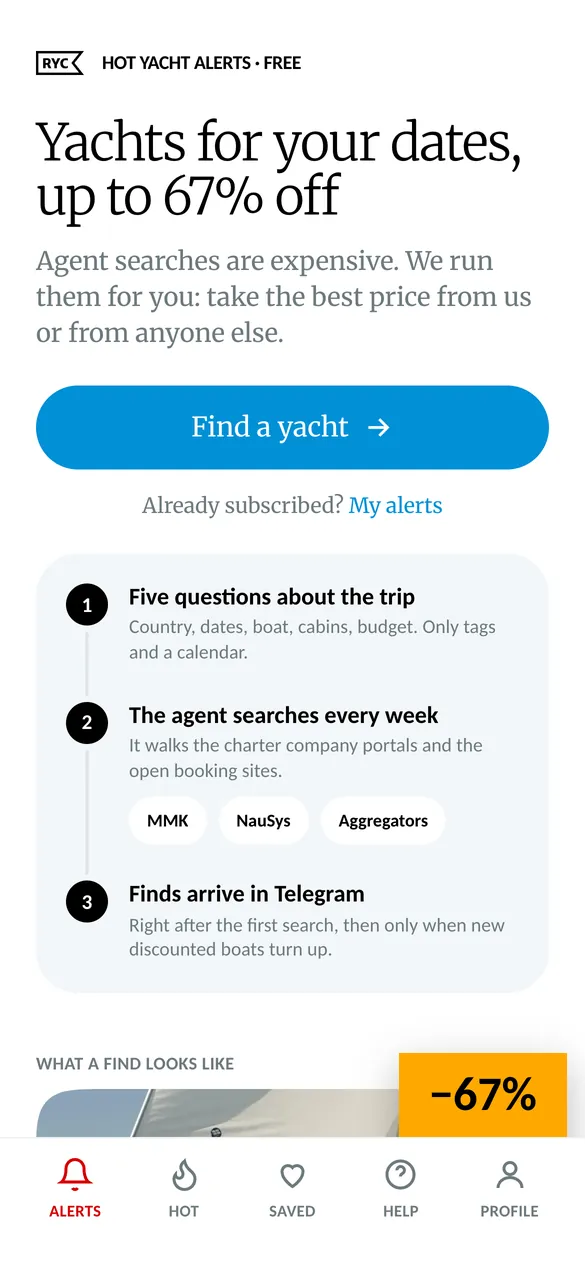 Hot yacht alerts in Telegram